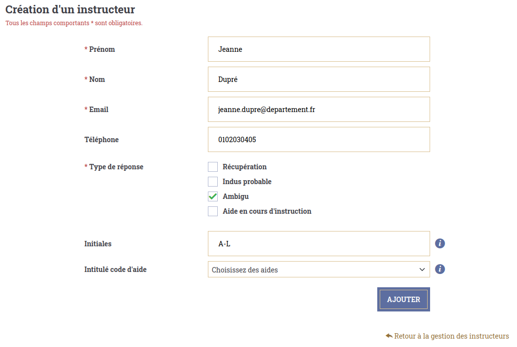 Formulaire de création instructeur·ice 2