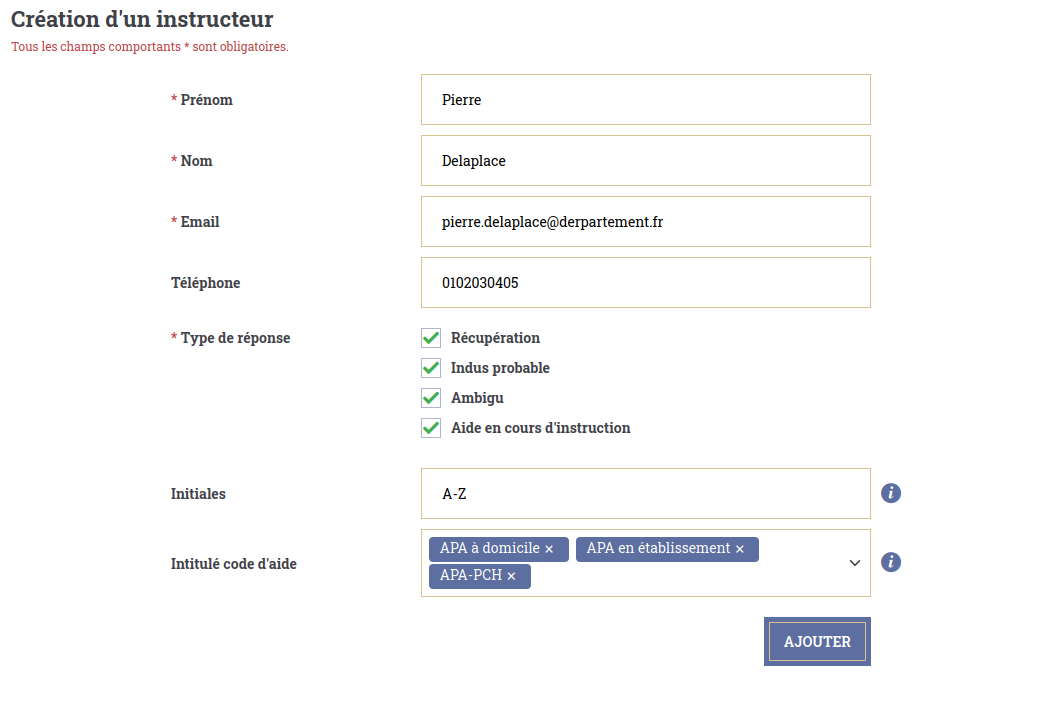 Formulaire de création instructeur·ice 3