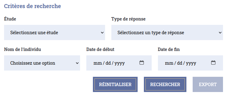 Formulaire de cherche dans l’historique