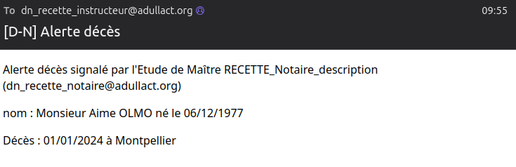 Mail alerte décès