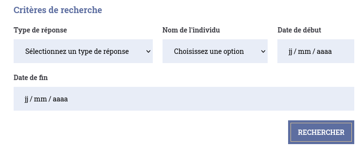 Formulaire de cherche dans l’historique